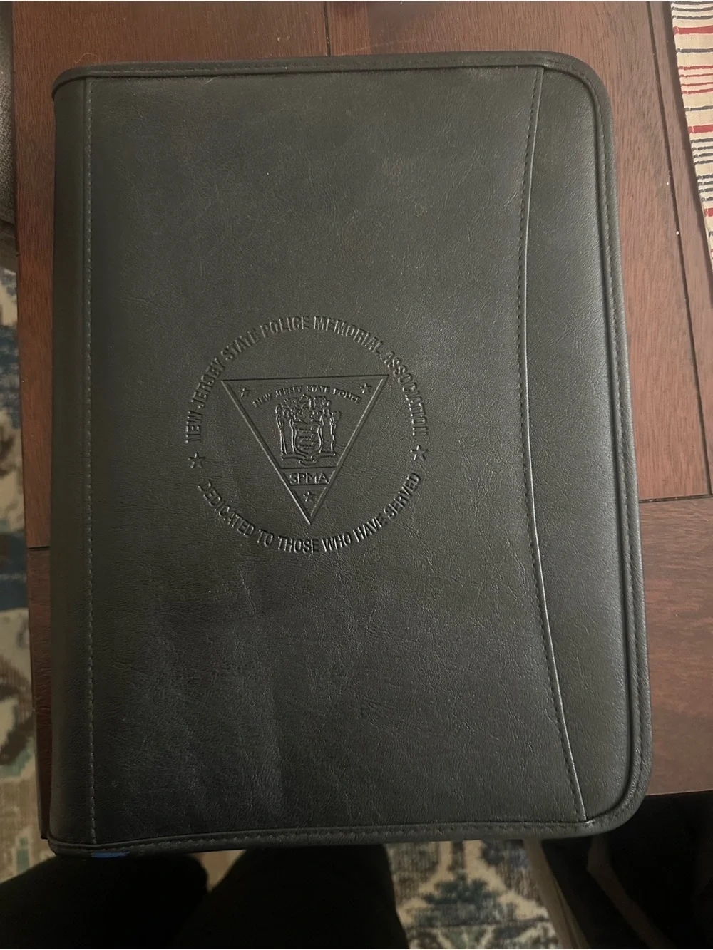 Embossed Black Leather Portfolio Folder